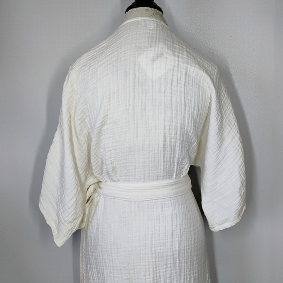 Hammacher Schlemmer UPF 30 Turkish Cotton Cover Up Wrap Dress Ecru Womens S/M - Picture 9 of 13